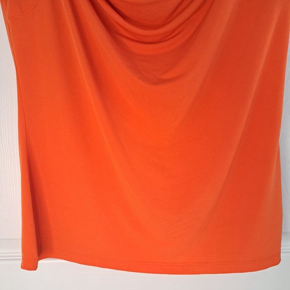 NWOT Liz Claiborne Orange Cowl Neck Cap Sleeved Blouse Size Medium - Picture 4 of 5